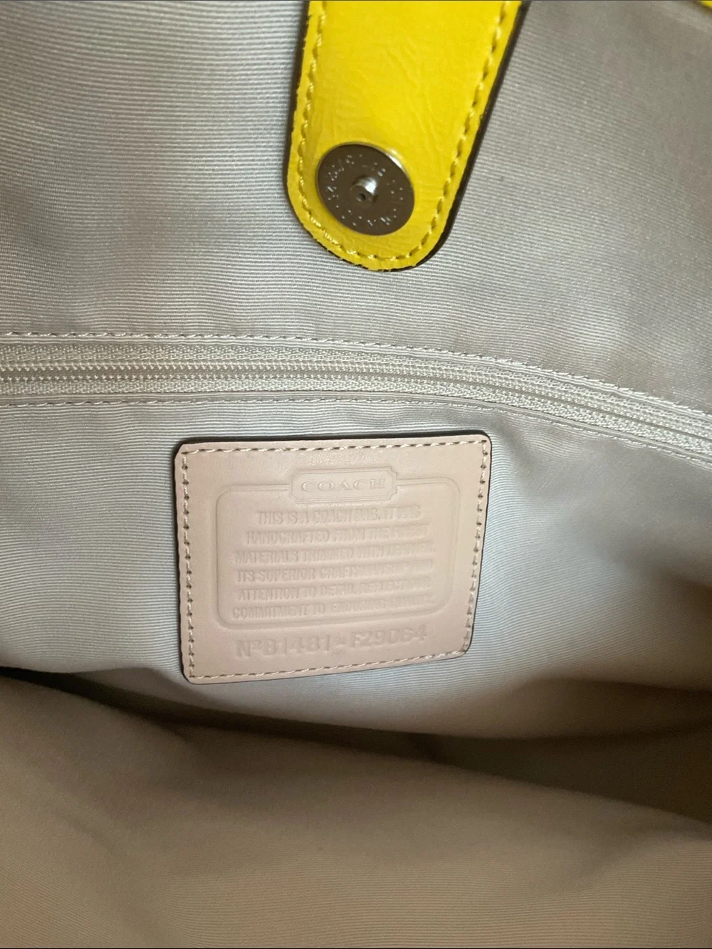 Coach Yellow and Tan Signature Tote